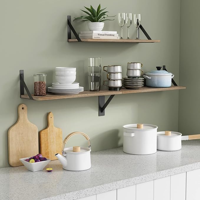 Forbena Wood Floating Shelves for Wall 24 inches Long, Large Bathroom Hanging - Image 3