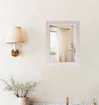 Small Rustic White Bathroom Mirror, 11.8x15.8inch Wooden Frame Rectangle Wall - Image 2