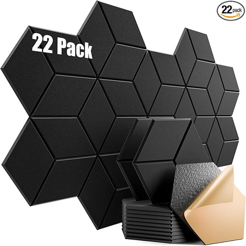 22 Pack Self-Adhesive Acoustic Panels 12" X 10" X 0.4" by Dailycooper