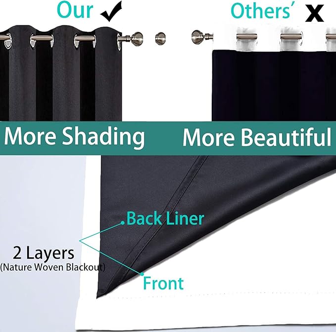 Yakamok 100% Blackout Curtains 84 Inches Long, 2 Thick Layers Heat and Full - Image 5