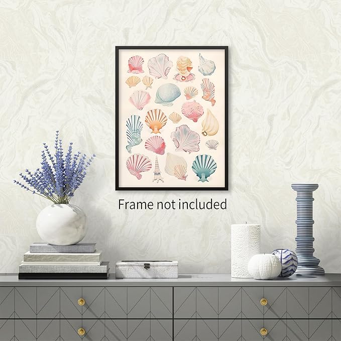 Pink Seashell Posters Coastal Cowgirl Canvas Wall Art Beach House Starfish - Image 4
