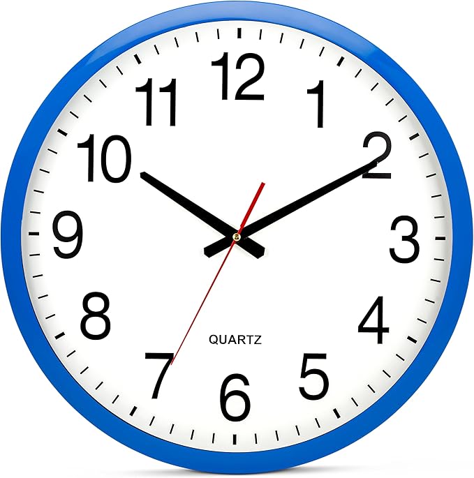 Bernhard Products Blue Wall Clock Silent Non Ticking by BernhardProducts