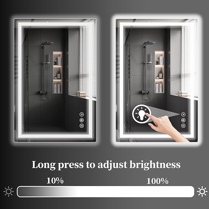 Koonmi 28"x20" LED Mirror for Bathroom, 90CRI Anti-Fog Vanity Mirror - Image 5
