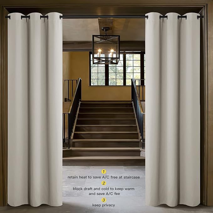 NICETOWN Natural Door Curtain for Doorway Privacy, Curtains 144 Inch Length - Image 2