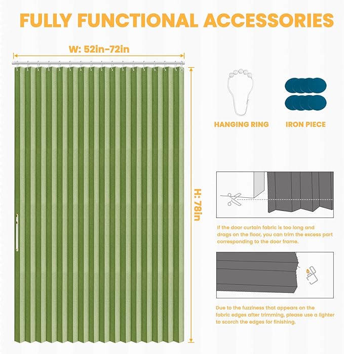 AJAZZ 100% Blackout Magnetic Door Curtain Accordion Door Accordion Doors - Image 2