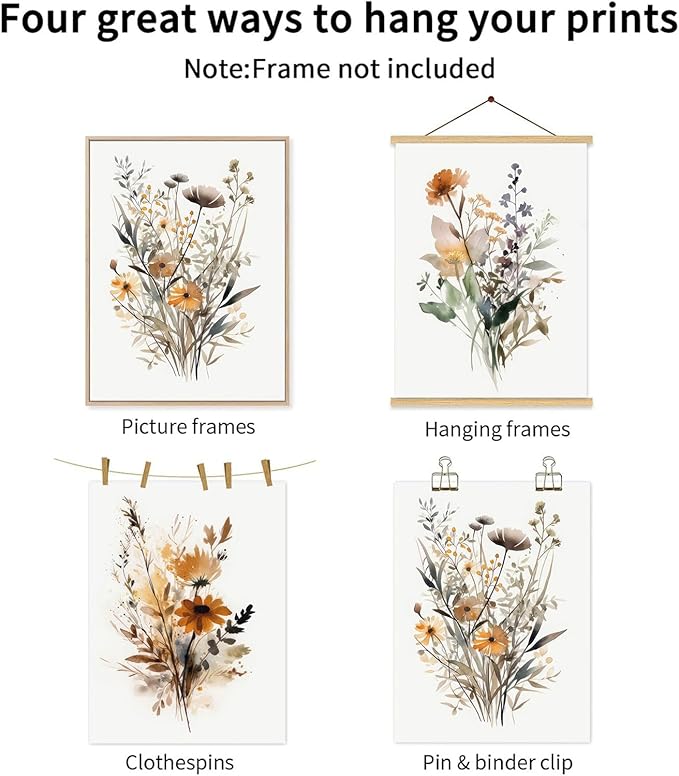 Bwodke Wildflower Poster Watercolor Botanical Floral Wall Art Colorful Canvas - Image 6