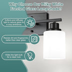 Ascher Bathroom Light Fixtures, 2-Light Vanity Light Over Mirror, Matte Black - Image 5
