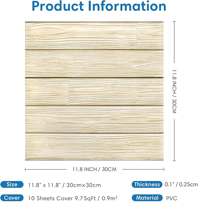 COMSTICKC Peel and Stick Faux Wood Wall Sticker Wall Panels, Ultra-Light Thin - Image 4