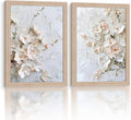 Framed 3D Floral Texture Canvas Wall Art Relief Textured Floral Oil Painting by NCYEL