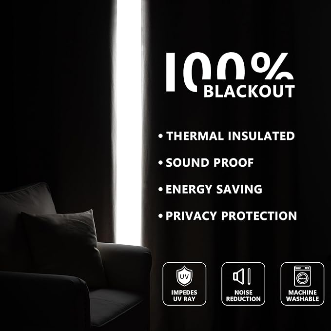 IGEMAEVE Blackout Curtains 84 Inch Length 2 Panels Set, 100% Black Out Curtains - Image 7