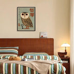 Vintage Japanese Black Framed Wall Art Owl Poster Mid Century Animal Print - Image 4