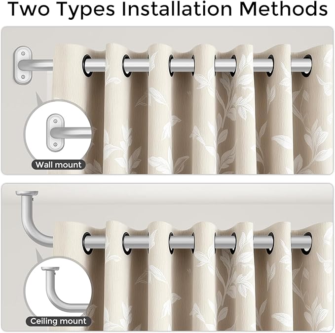 2 Pack Curtain Rods 36-88 Inch, 1 Inch Adjustable Heavy Duty Room Darkening - Image 4