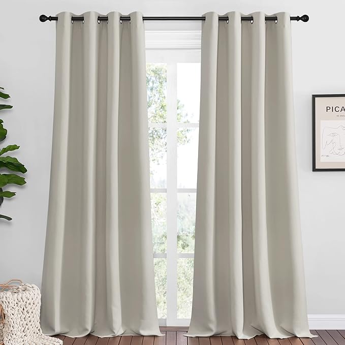 NICETOWN Natural Room Darkening Curtains 120" Long by NICETOWN