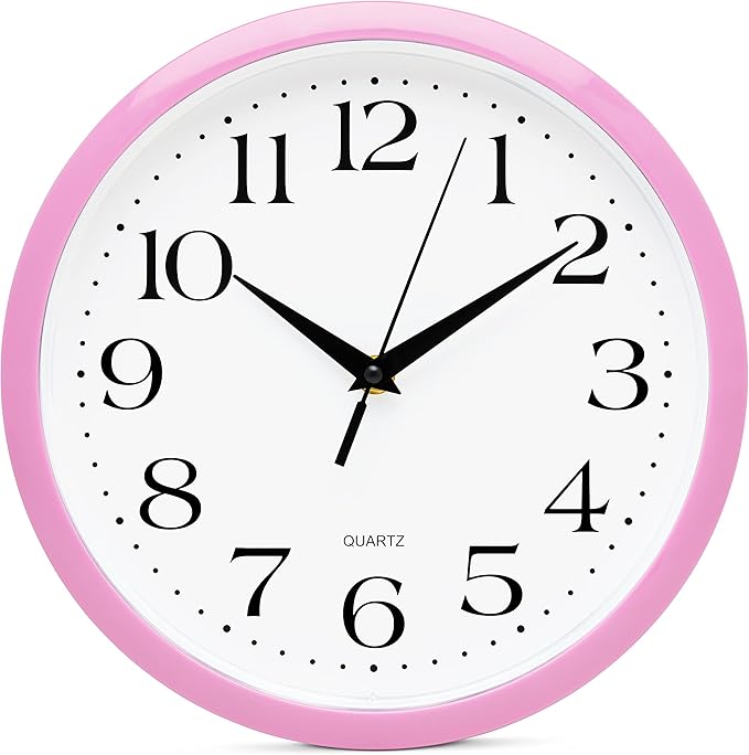 Bernhard Products Light Pink Wall Clock Silent Non Ticking by BernhardProducts