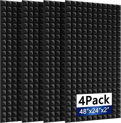 4Pack Sound Proof Foam Panels |48"×24"×2" Quick-Recovery Soundproof Wall Panels by GeynnpleSoundproofBoards