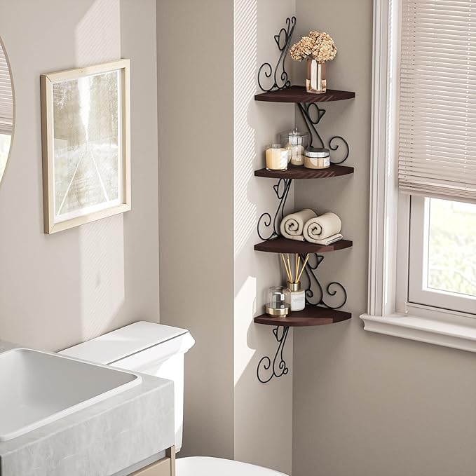 Alsonerbay Corner Shelf Wall Mount, 4 Tier Floating Shelves - Image 6