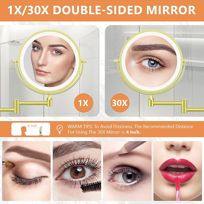 Auxmir 1X/30X Wall Mounted Makeup Mirror - Image 2