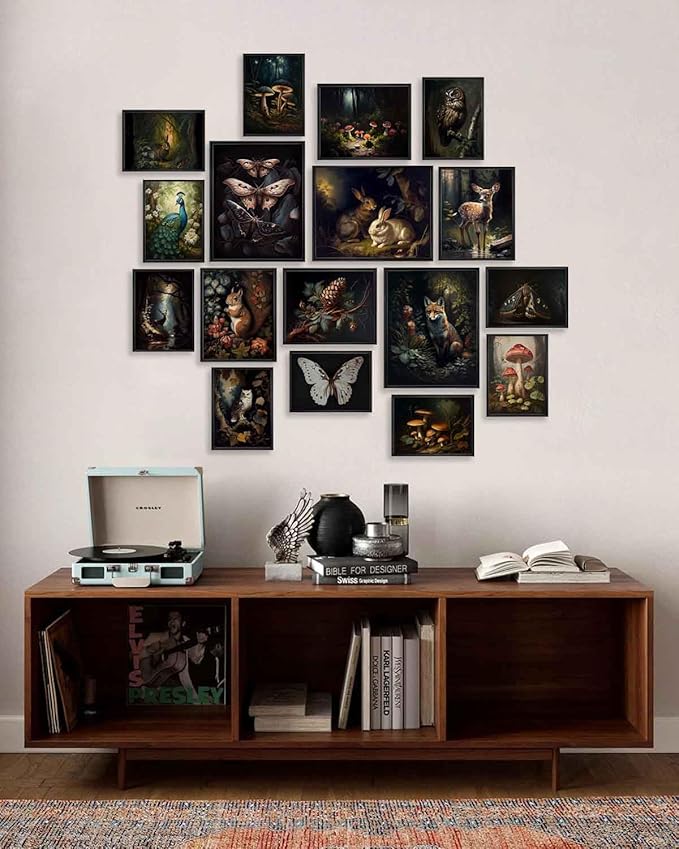 KBKBART Dark Cottagecore Room Decor Aesthetic Set of 17, Cottage Core Wall Decor - Image 4