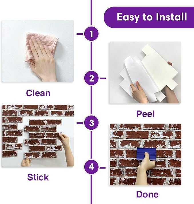 3D Faux Brick Wall Panels Peel and Stick, Small Brick-Look Textured Wall Sticker - Image 6