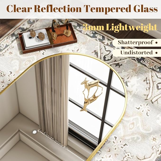 VooBang Wide Arched Wall Mirror, 31 x 32 inch Arch Bathroom Mirror, Wall - Image 4