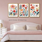 KISSFOX Framed Colorful Wildflower Canvas Wall Art Set Of 3 Flowers Pictures - Image 2