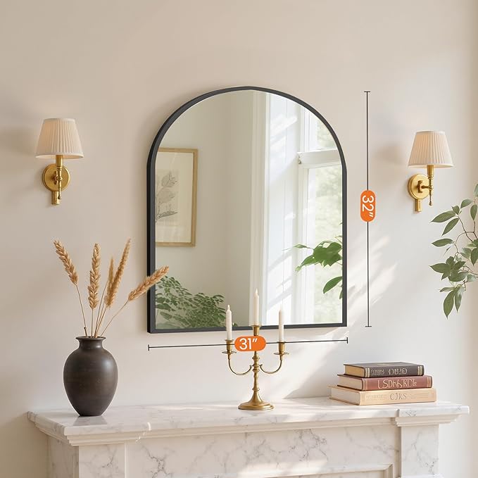 Sweetcrispy 31"x32" Arched Black Bathroom Mirrors - Image 4