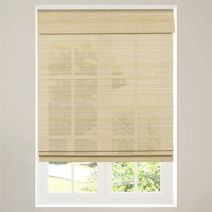 Calyx INTERIORS Cordless Bamboo Roman Shade Blind, Light Filtering, 32.5" W x by CalyxInteriors