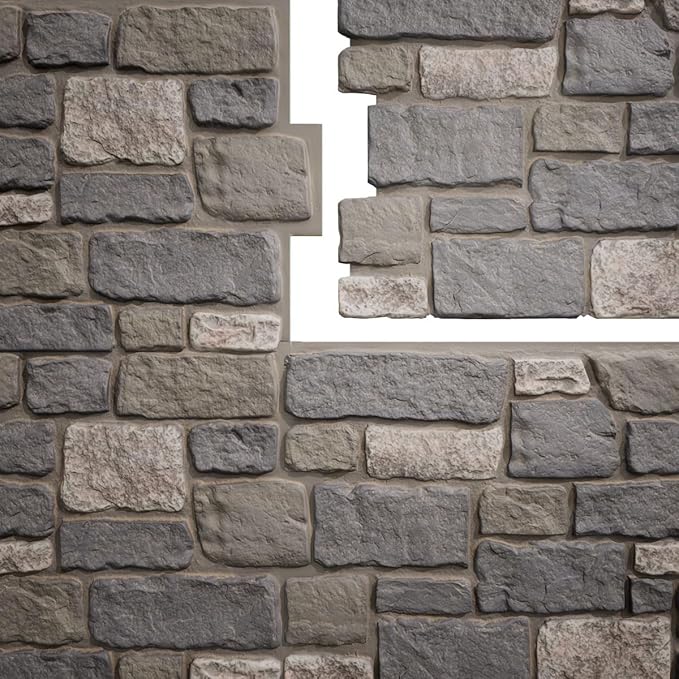 EverStone Cobblestone Faux Stone Panel, Midnight Granite Color - Image 9
