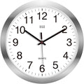 HITO 12 Inch Silent Wall Clock Battery Operated Non Ticking Glass Cover Silver by hito