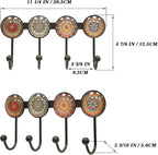 Coat Rack Wall Mounted with 4 Hooks, Round Brown Pattern Decorative Wall Hooks - Image 2