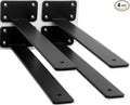 4 Pack - 12 inch Black Hidden L Shelf Bracket Iron Floating Shelf Brackets by MHMYDZ