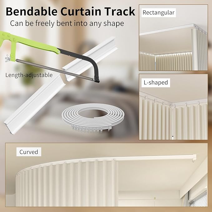 Room Divider Blackout Curtains Extra Wide Ceiling Mounted Curtains Track Sets - Image 2