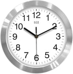 HITO 10 Inch Silent Wall Clock Battery Operated Non Ticking Glass Cover Silver - Image 8
