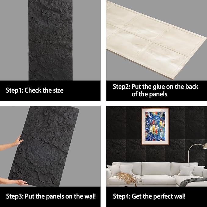 4-Pack 3D PU Stone Wall Panels for Interior Decor - Image 5