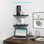 Joiishom Wood Corner Wall Shelves Set of 2, Solid Wood Corner Floating Shelves - Image 3