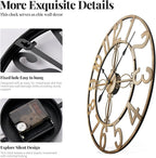 Cuspin 30 Inch Large Wall Clock, Bronze Rustic Decorative Metal Wall Clock - Image 5