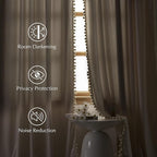 NICETOWN Cute Pom-Pom Trim Velvet Curtains 8 ft Long, Ivory White – Delicate - Image 2