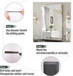 Easly Silver Bathroom Mirror for Wall, 36x24 Inch Rectangular Aluminum Alloy - Image 7