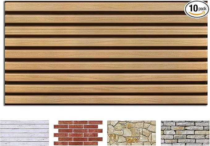 COMSTICKC 3D Faux Wood Wall Sticker, Peel and Stick Wall Covering, DIY by COMSTICKCDECOR