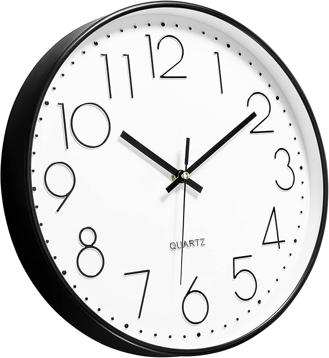 Foxtop 14 Inch Black Wall Clock Large Silent Non-Ticking Battery Operated Round - Image 6