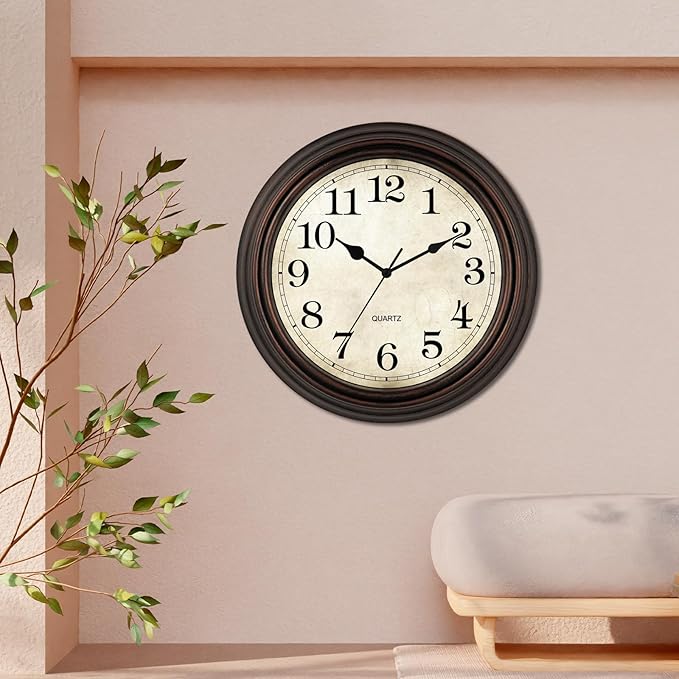 Wall Clock, 12 Inch Silent Non Ticking Battery Operated Clocks, Decorative - Image 5