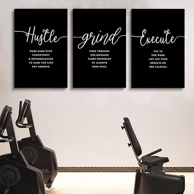 Hustle Quotes Execute Prints, Framed Canvas Wall Art Success Quote, Office Wall - Image 8
