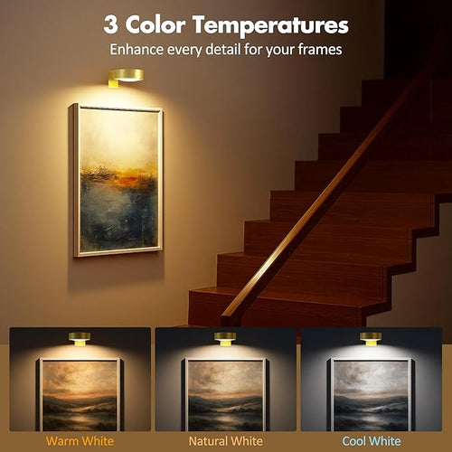 3Pcs Battery Operated Picture Light, Magnetic Led Painting Light - Image 2