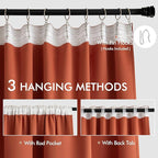 MIULEE Back Tab Burnt Orange Blackout Curtains 102 Inch Long 2 Panels Set - Image 3