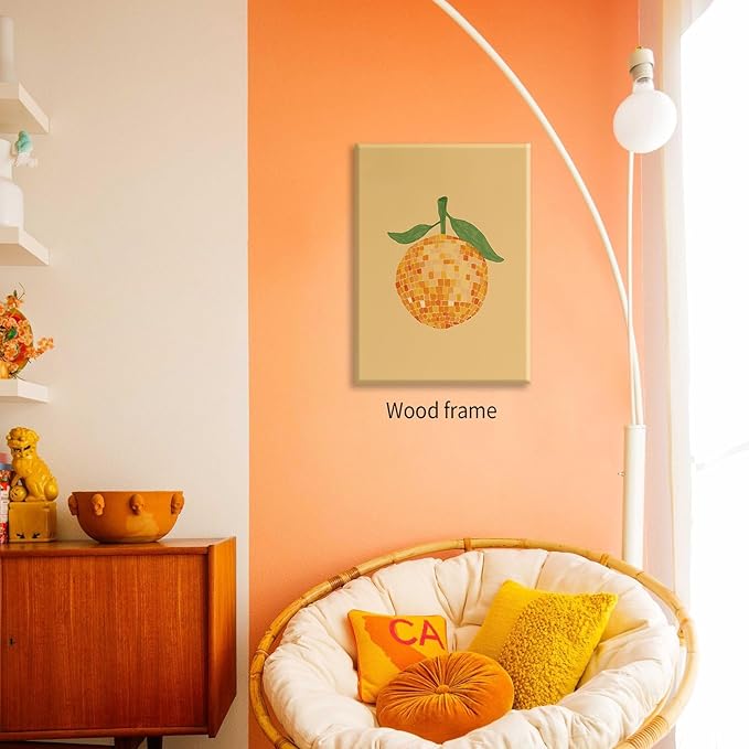 Retro Funky Orange Canvas Wall Art Fashion Disco Ball Aesthetic Posters 08x10 - Image 5