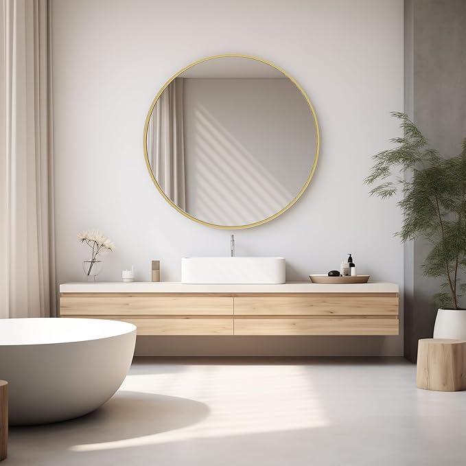 NEWBULIG Round Wall Mirror, 36 Inch Bathroom Mirrors - Image 7
