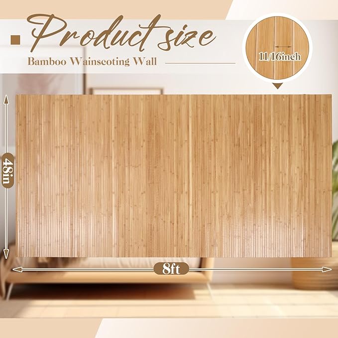 Juexica 2 Pcs Natural Bamboo Wall Panel - Image 2