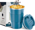 YINBAOGE Insulated Travel Coffee Mug, Spill & Leak Proof, Portable To Go Camping Stainless Steel Coffee Tumbler, Reusable Thermal Coffee Cup with Lid for Hot & Cold Drinks (Blue, 12 OZ)