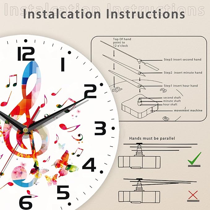 Clock for Living Room, Colorful Music Notes Wall Clock, Contemporary Home Decor - Image 4