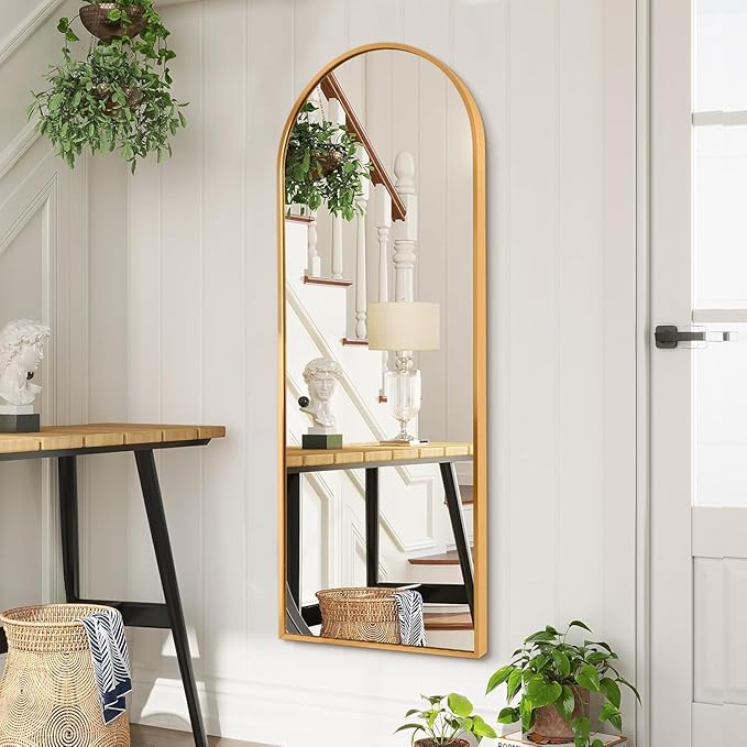 Wall Mirror Full Length Metal Aluminum Framed Floor Mirror 48"x12" Arched Large - Image 4